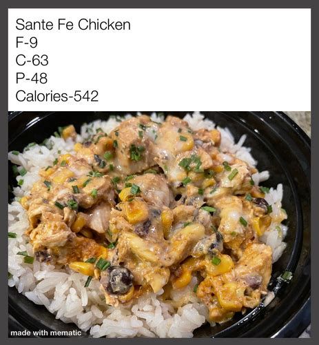 How many carbs are in sante fe chicken and black bean 8 oz - calories, carbs, nutrition