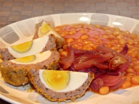 How many carbs are in scotch egg with baked beans - calories, carbs, nutrition