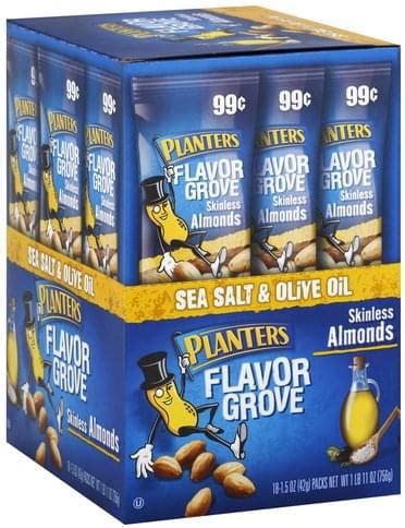 How many carbs are in sea salt and olive oil skinless almonds - calories, carbs, nutrition