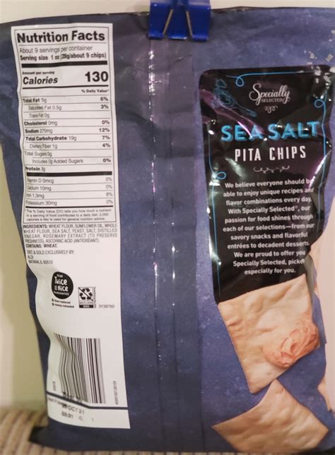 How many carbs are in sea salt chips - calories, carbs, nutrition