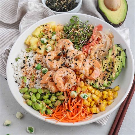 How many carbs are in shrimp poke bowl - calories, carbs, nutrition