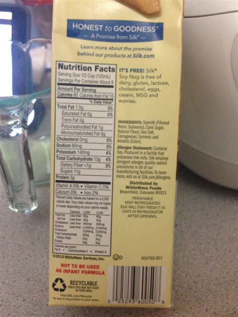 How many carbs are in silk nog, soymilk - calories, carbs, nutrition