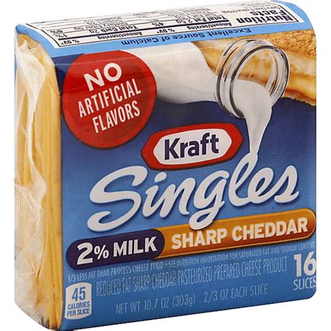 How many carbs are in singles 2% milk sharp cheddar - calories, carbs, nutrition