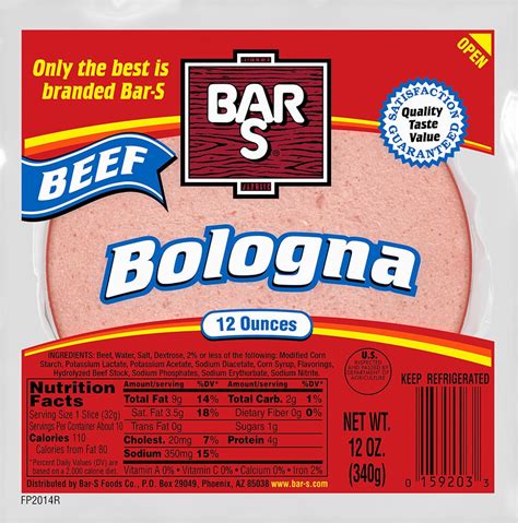 How many carbs are in sliced beef bologna (62331.5) - calories, carbs, nutrition