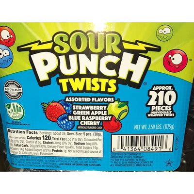 How many carbs are in sour punch punchies - calories, carbs, nutrition