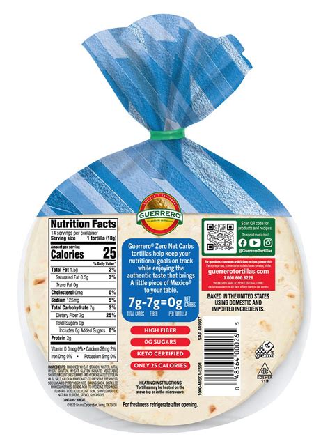 How many carbs are in southwest tortillas - calories, carbs, nutrition