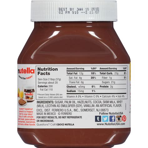 How many carbs are in spread nutella 2 tbsp - calories, carbs, nutrition