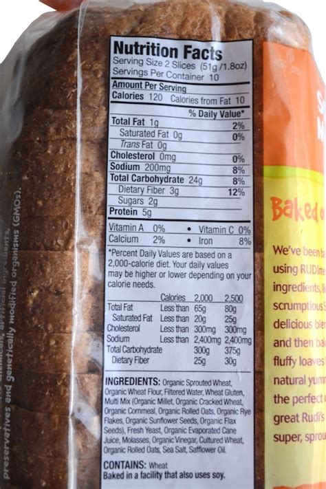 How many carbs are in sprouted wheat bread - calories, carbs, nutrition