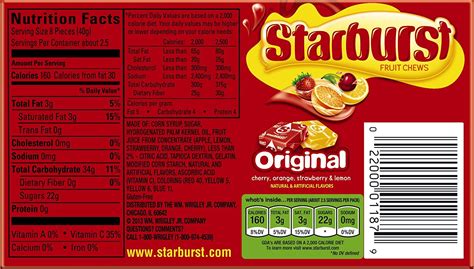 How many carbs are in starburst - calories, carbs, nutrition
