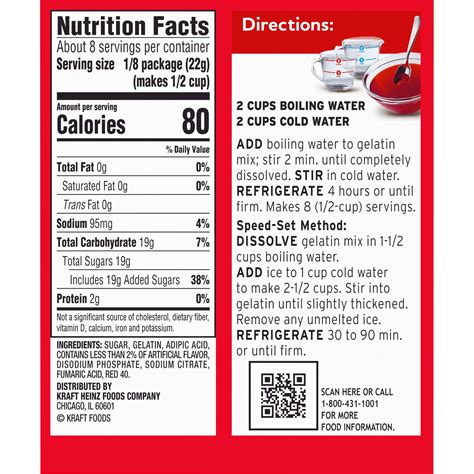 How many carbs are in strawberry gelatin - calories, carbs, nutrition