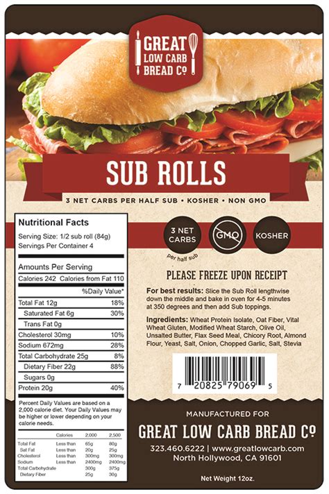 How many carbs are in subc sub roll thai 12