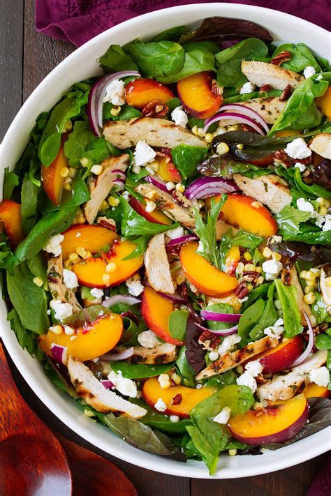 How many carbs are in summer peach salad with balsamic chicken - calories, carbs, nutrition