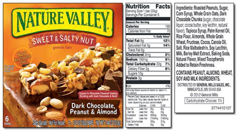 How many carbs are in sweet and salty bar - calories, carbs, nutrition