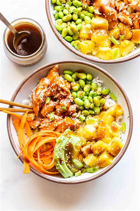 How many carbs are in teriyaki salmon bowl - calories, carbs, nutrition