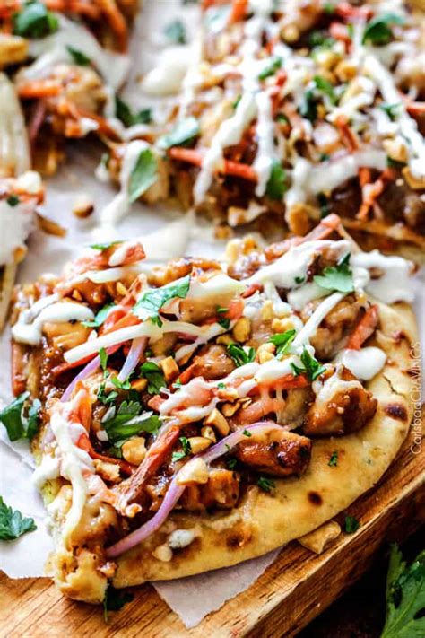 How many carbs are in thai chicken flatbread pizza slice - calories, carbs, nutrition