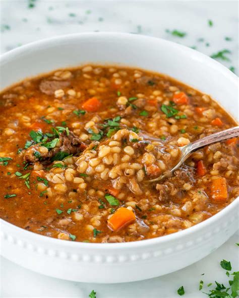 How many carbs are in traditional beef barley soup - calories, carbs, nutrition