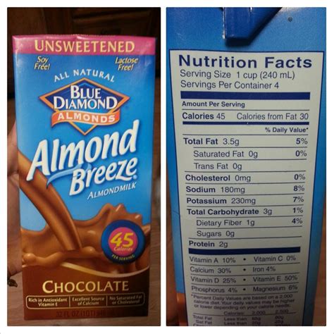 How many carbs are in true almond milk unsweetened - calories, carbs, nutrition