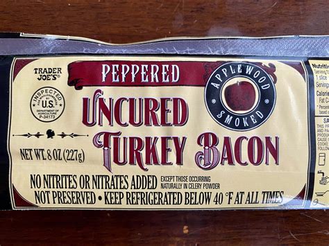 How many carbs are in uncured peppered turkey bacon - calories, carbs, nutrition