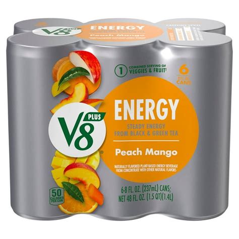 How many carbs are in v-8 v-fusion + energy+ peach mango - calories, carbs, nutrition