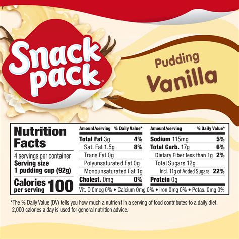 How many carbs are in vanilla - calories, carbs, nutrition