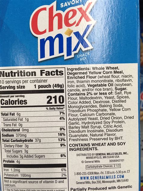 How many carbs are in vanilla chex - calories, carbs, nutrition
