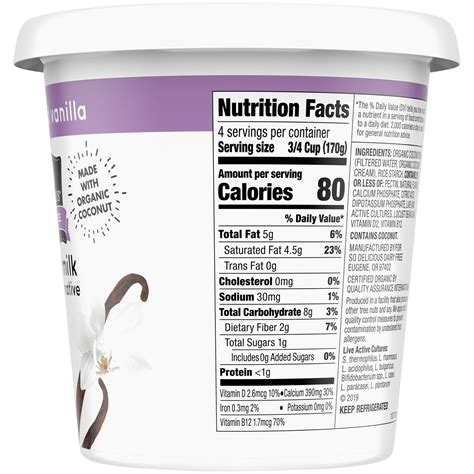 How many carbs are in vanilla coconut milk yogurt - calories, carbs, nutrition