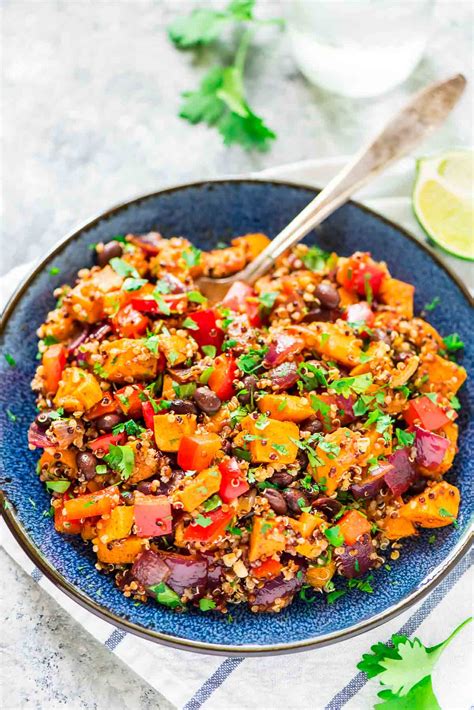 How many carbs are in vegetable vindaloo over roasted sweet potato quinoa with mango salsa - calories, carbs, nutrition