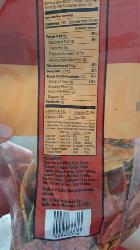 How many carbs are in veggie and flaxseed chips - calories, carbs, nutrition