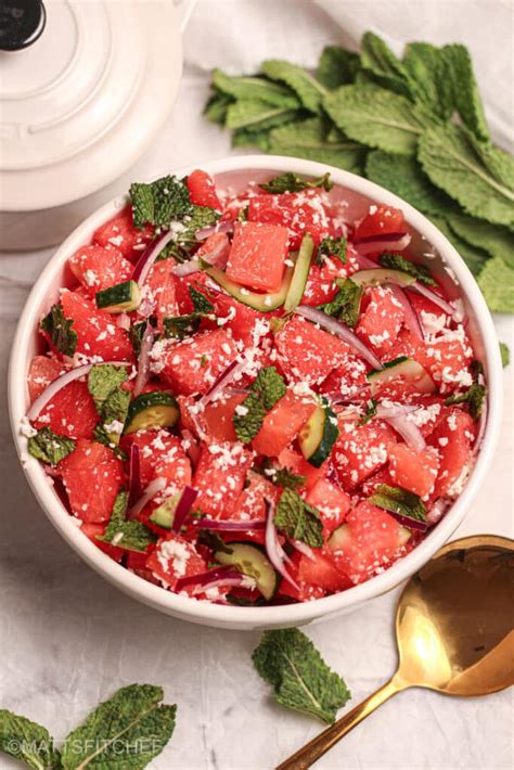 How many carbs are in watermelon feta salad with mint - calories, carbs, nutrition