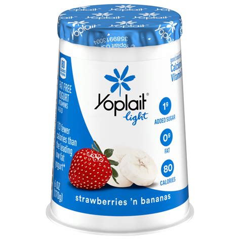 How many carbs are in yoplait light fat free strawberries 'n bananas - calories, carbs, nutrition