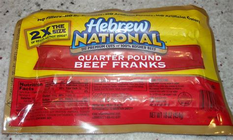 How many protein are in 4/1 hebrew national hot dog - calories, carbs, nutrition