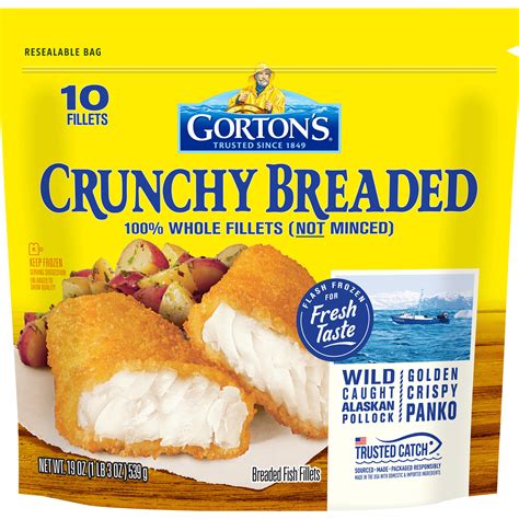 How many protein are in 6 crunchy breaded fish fillets - calories, carbs, nutrition