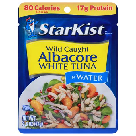 How many protein are in albacore white tuna in pouch - calories, carbs, nutrition