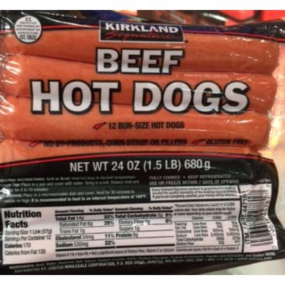 How many protein are in all beef hot dog - calories, carbs, nutrition