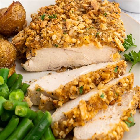 How many protein are in almond-crusted chicken with sauce - calories, carbs, nutrition