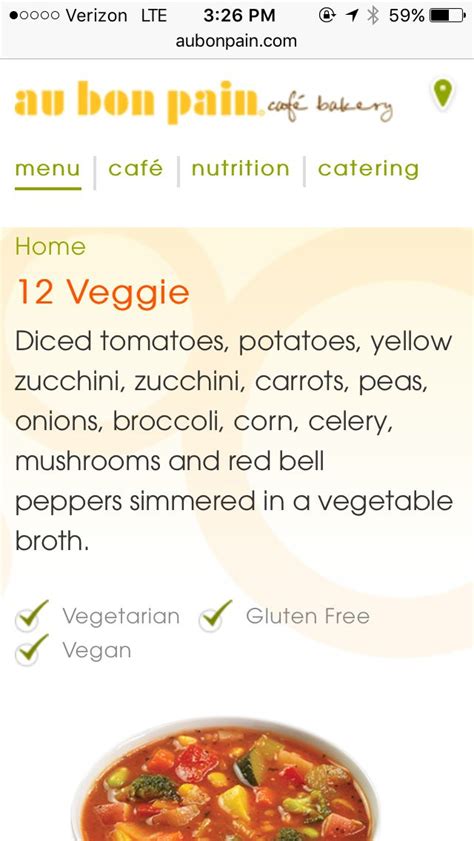 How many protein are in au bon pain 12 veggie (68589.0) - calories, carbs, nutrition