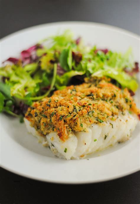 How many protein are in baked cod with herb crust, brushed with oil - calories, carbs, nutrition