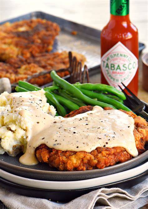 How many protein are in beef chicken steak fried with cream gravy - calories, carbs, nutrition