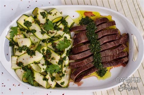 How many protein are in beef flank chimichurri brown rice zucchini - calories, carbs, nutrition