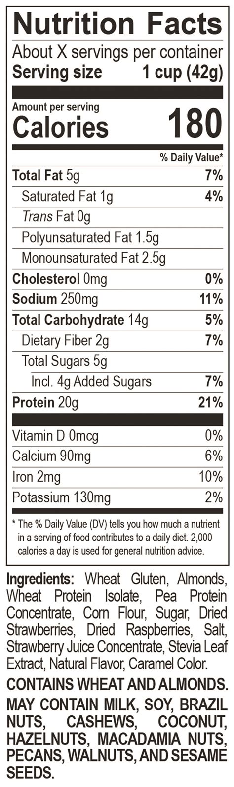 How many protein are in berry cereal - calories, carbs, nutrition