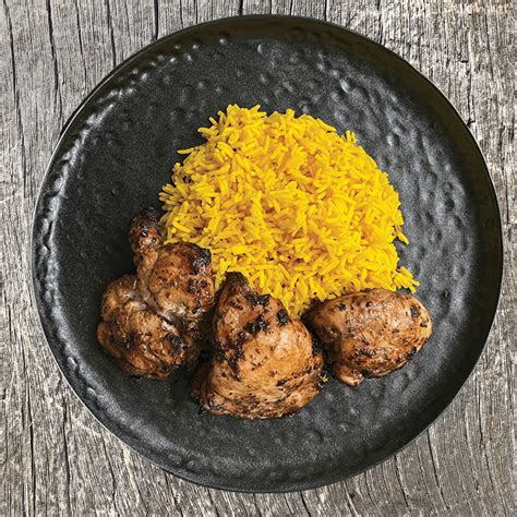 How many protein are in bombay chicken thighs with basmati rice - calories, carbs, nutrition