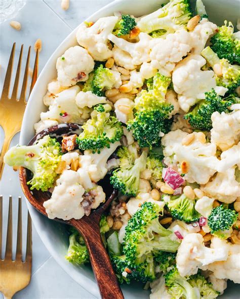 How many protein are in broccoli and cauliflower salad - calories, carbs, nutrition