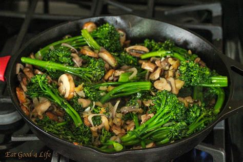 How many protein are in broccolini stir fry mushrooms gai lan - calories, carbs, nutrition