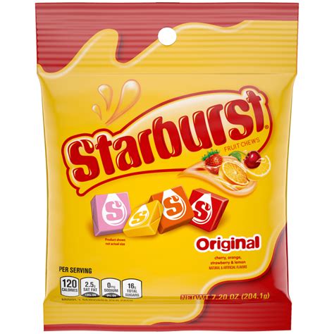 How many protein are in candy, starburst, original - calories, carbs, nutrition