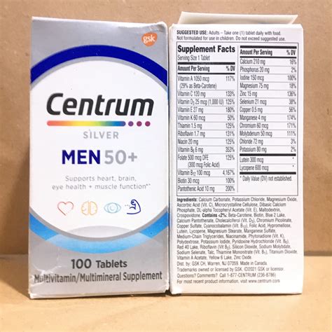 How many protein are in centrum silver men 50+ - calories, carbs, nutrition