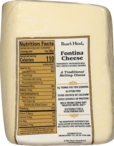 How many protein are in cheese fontina boars head sliced 1/2 oz 2 slc - calories, carbs, nutrition