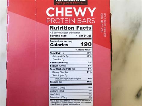 How many protein are in chewy bar - calories, carbs, nutrition