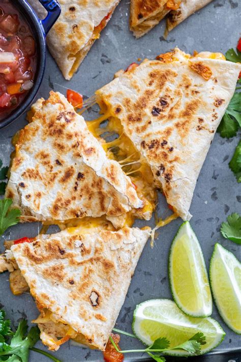 How many protein are in chicken and cheese quesadilla with salsa - calories, carbs, nutrition