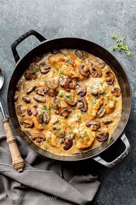 How many protein are in chicken and mushrooms with wine sauce - calories, carbs, nutrition