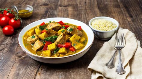 How many protein are in chicken and pork stew with plantain and potato - calories, carbs, nutrition